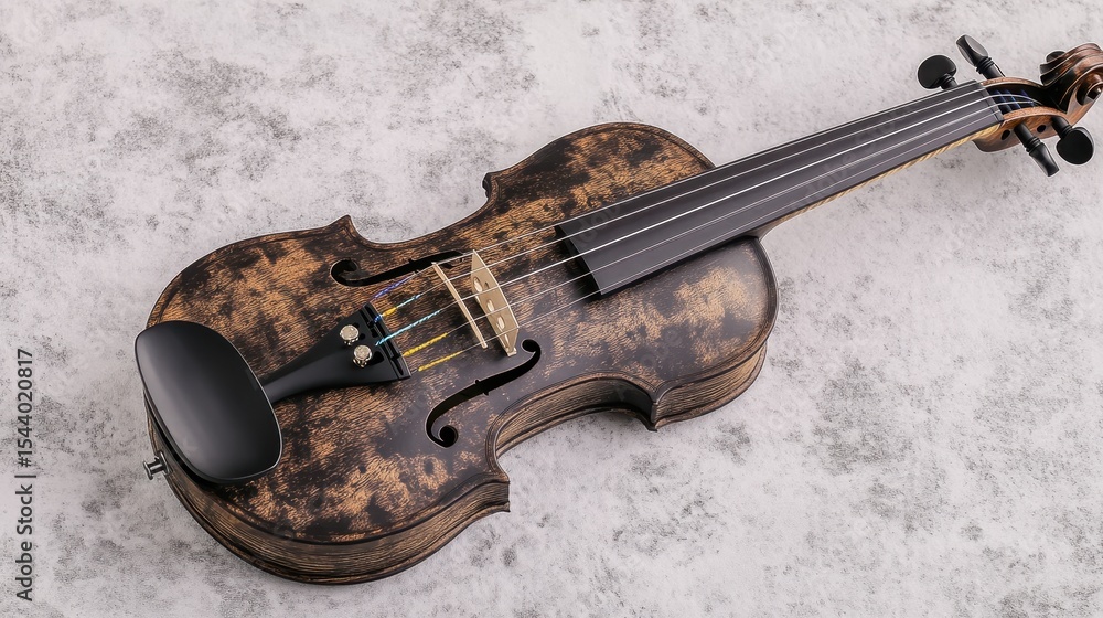 Obraz premium Antique violin on a light gray surface.