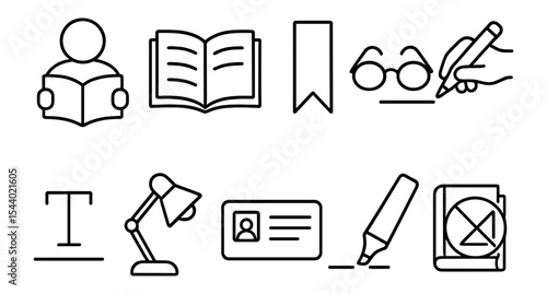 Education and office line icon set. study, work essentials in outline style