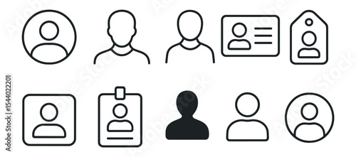 Profile and user outline icon set. identity, account avatars in linear style