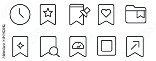 Bookmark, planning outline icon set. collection for organization, time management