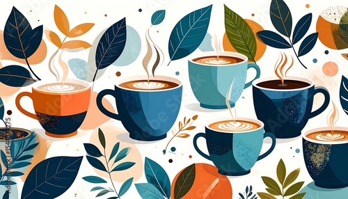 Autumn Coffee Cups  Leaves.
