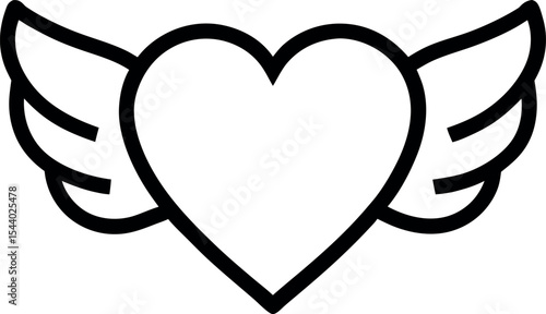Winged Heart Symbol Icon Illustration