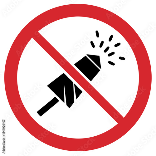 Prohibition sign for firecrackers with an explosion icon