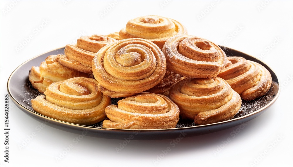 Fototapeta premium a plate of viennese whirls cookies isolated on white background