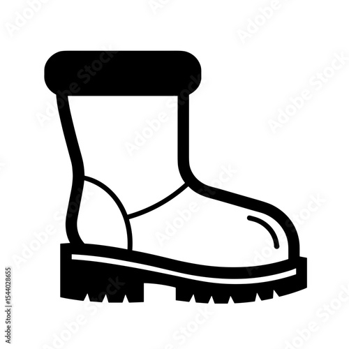 Winter boot with thick sole and rugged shape. Used for outdoor gear and seasonal clothing visuals