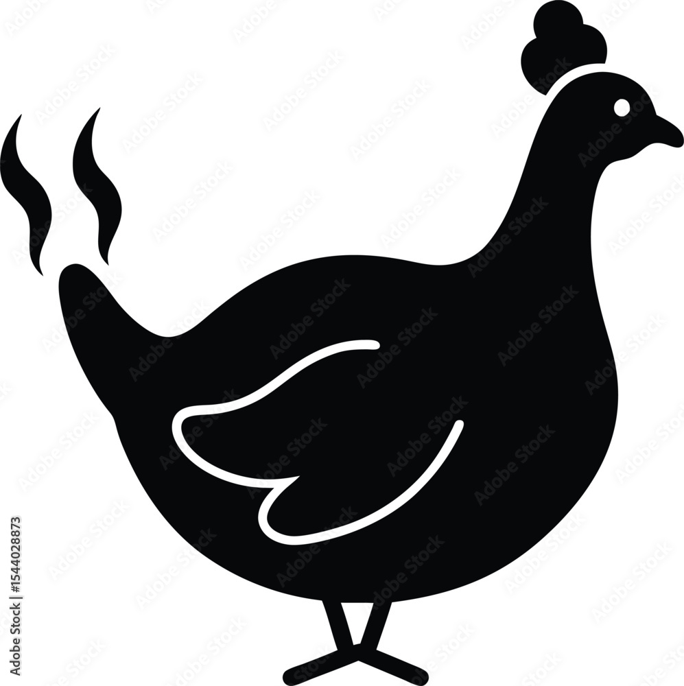 Obraz premium Roasted chicken silhouette vector illustration