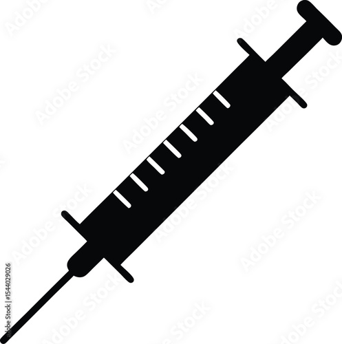 Medical syringe needle silhouette vector illustration
