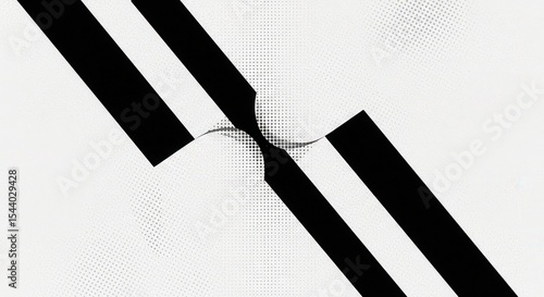 Abstract optical illusion of black stripes with spheres on white background