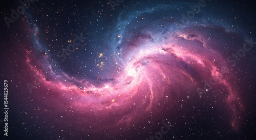 Beautiful pink and blue swirling galaxy with sparkling stars