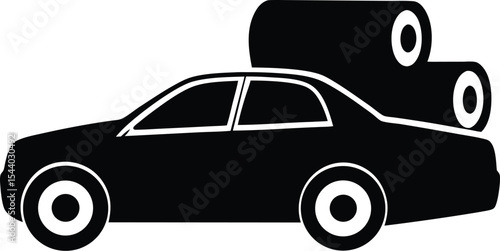 Car carrying logs silhouette vector illustration