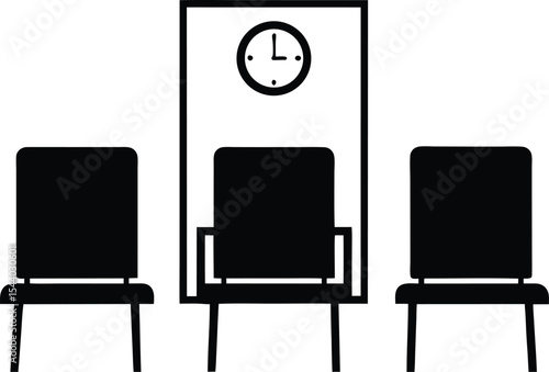 Waiting room chairs silhouette vector illustration