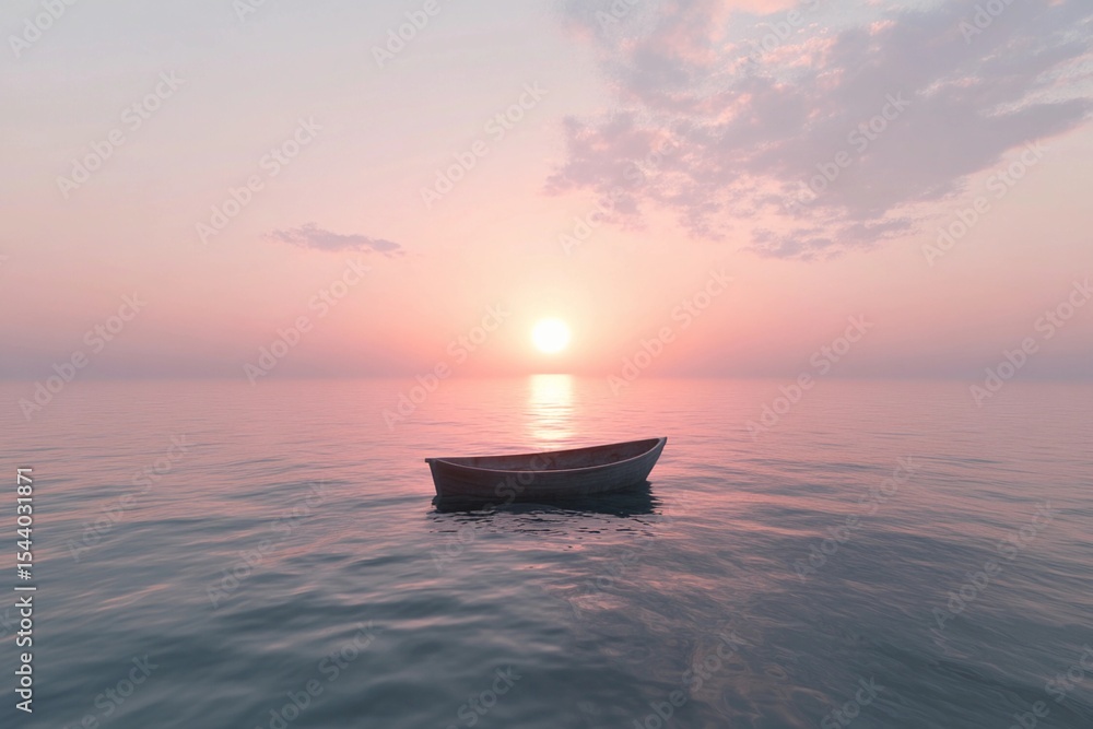 Naklejka premium Calm ocean with a boat on horizon