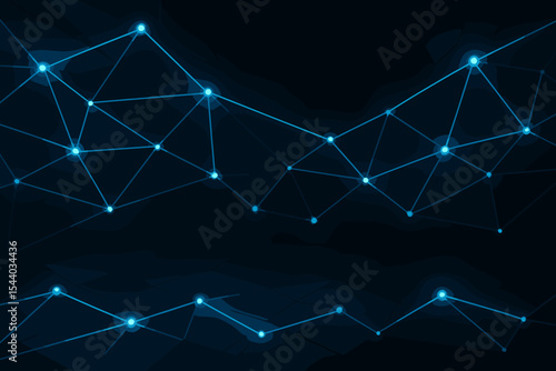 Dark Futuristic Background with Glowing Blue Network Connections, Abstract Digital Technology Mesh Design, Data Communication Internet Global Web Pattern Vector Illustration