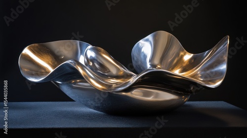 Sculptural Metal Bowl: A Study in Fluid Form and Reflective Surfaces