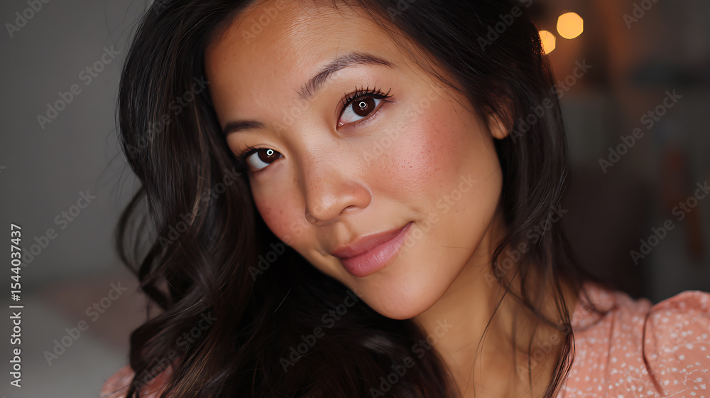 Portrait of beautiful asian woman with makeup tutorial and skincare routine for healthy glowing skin Portrait of beautiful asian woman with makeup tutorial and skincare routine for healthy glowing skin