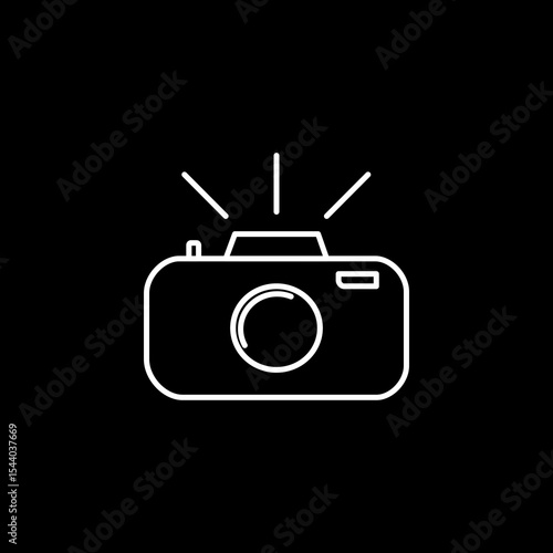 Black and white Minimal Camera Icon – Photography Concept