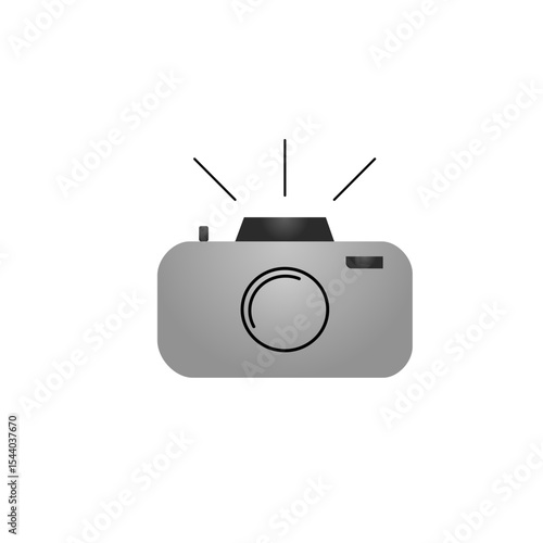 Silver Minimal Camera Icon – Photography Concept