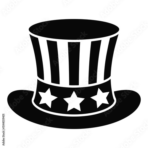 Uncle sam hat silhouette isolated on white background