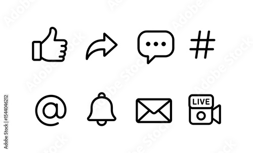 Collection of simple communication and social media icons
