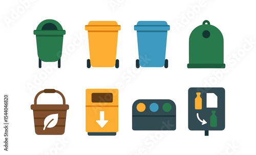 Colorful recycling bins and waste containers for efficient waste management