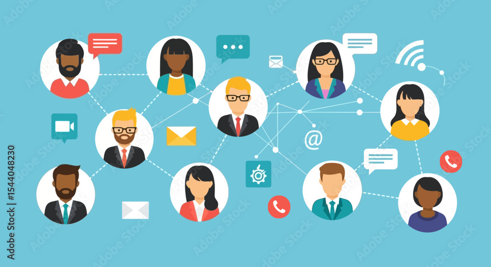 Fototapeta premium Global Network Diverse Team Collaboration and Communication