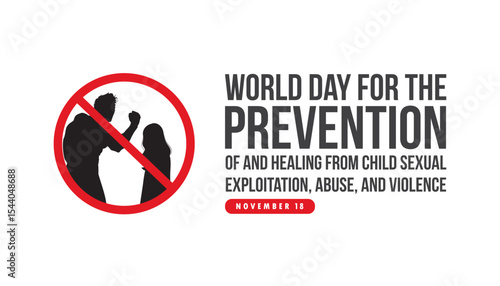 world day for the prevention of and healing from child sexual exploitation, abuse and violence vector design concept
