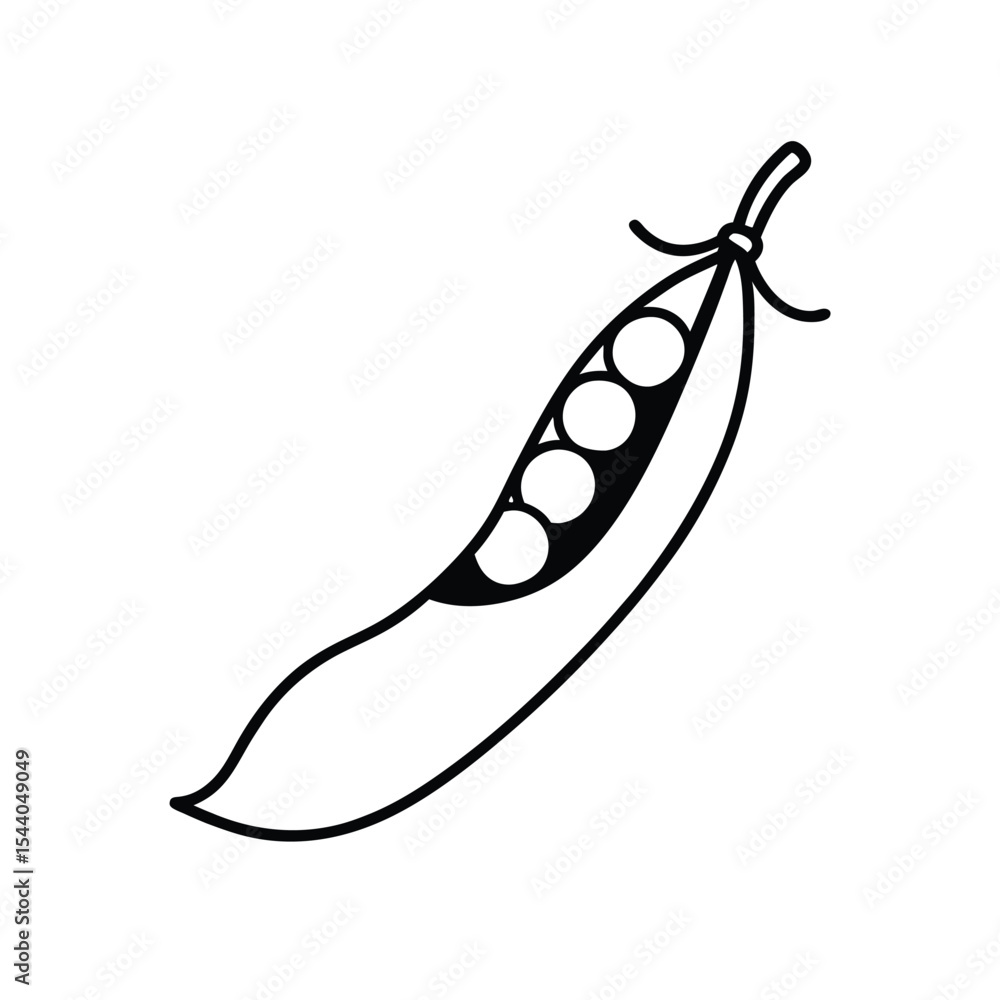 pea pod with inner peas in neat line artwork Vector illustration pea pod with inner peas in neat line artwork Vector illustration