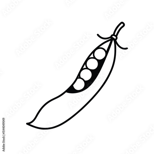 pea pod with inner peas in neat line artwork Vector illustration