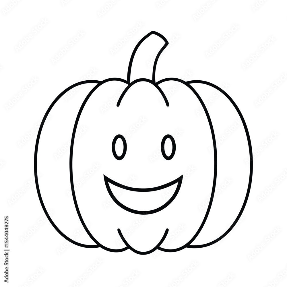 Obraz premium pumpkin with cute smiling face cartoon line art Vector illustration
