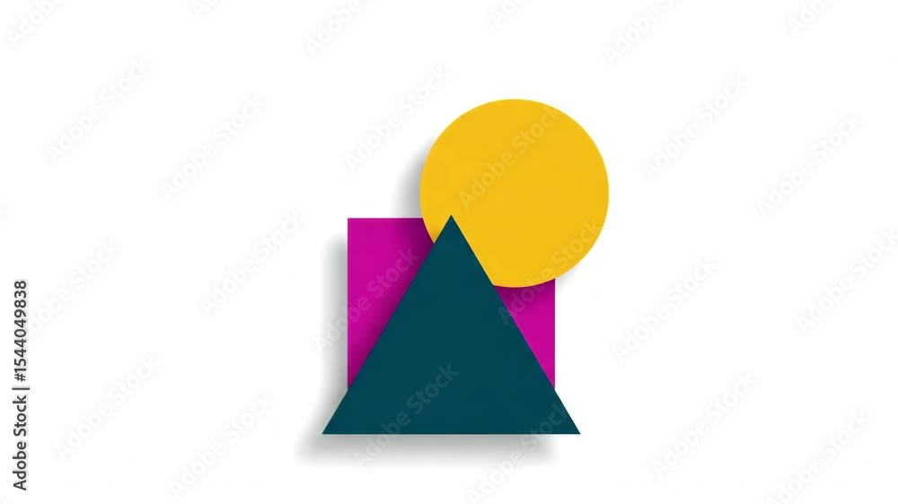 A vibrant magenta square is partially overlaid by a teal triangle casting a subtle shadow on a white surface (AI Video) A vibrant magenta square is partially overlaid by a teal triangle casting a subtle shadow on a white surface (AI Video)