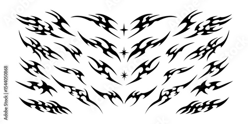 Set of black neo tribal element design, neo tribal tattoo set 