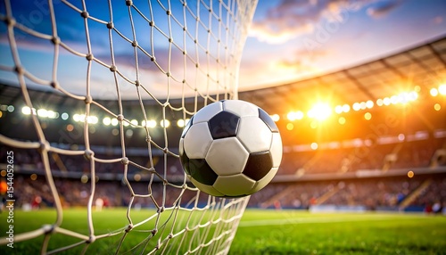 Soccer Goal with Stadium Sunset.