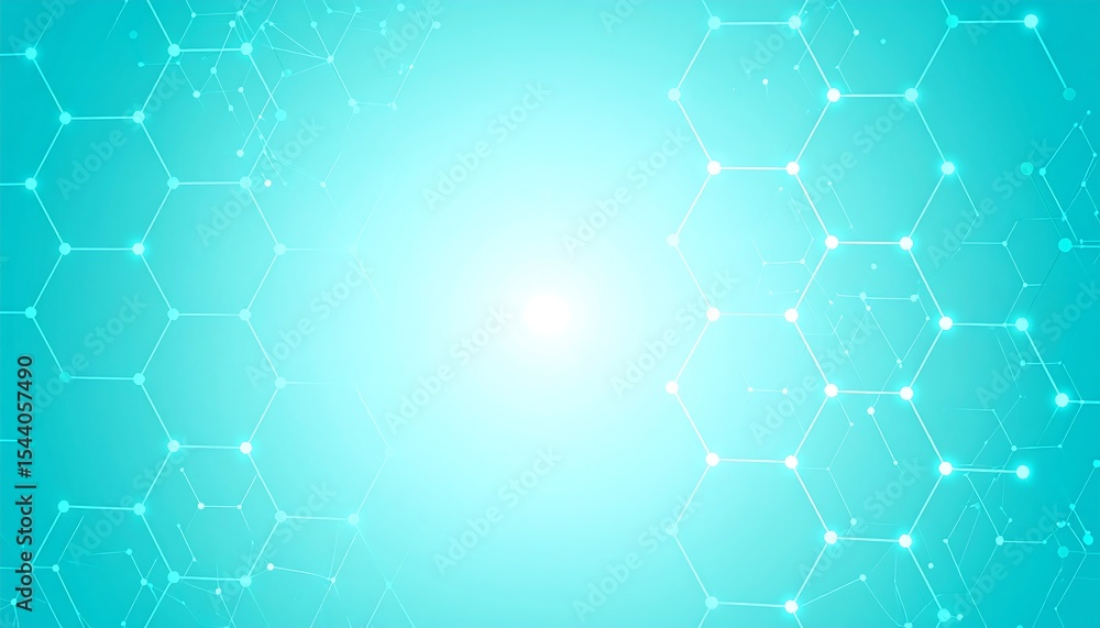 Fototapeta premium Teal Hexagon Network Background.