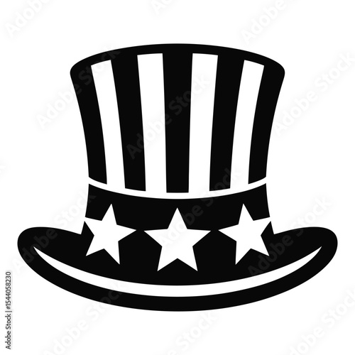 Uncle sam hat silhouette isolated on white background