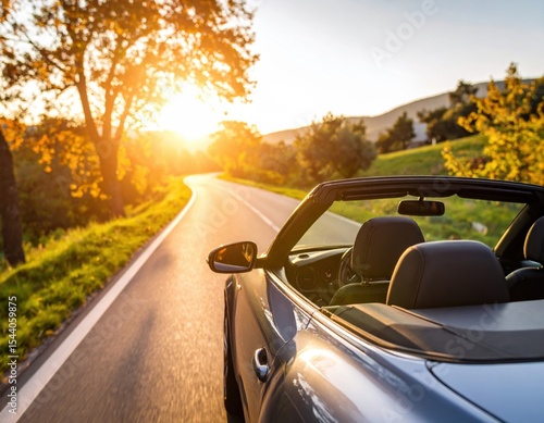 Wallpaper Mural Convertible car on scenic road at sunset Torontodigital.ca