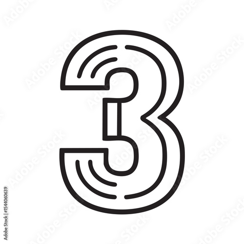 Decorative number three design for modern artwork or branding