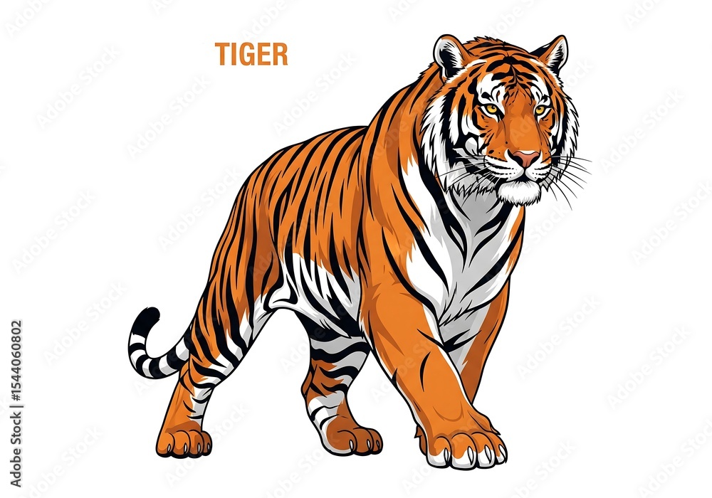 Naklejka premium Tiger Vektor image on white background. Suitable for poster, banners, greeting cards, templates, etc