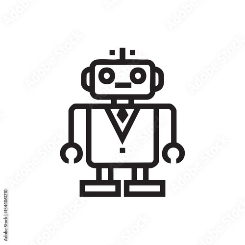Modern robot character in a business suit ready for work