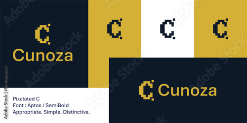 Pixelated C monogram logo with modern tech and geometric style