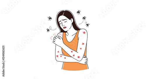 The Agony of a Woman Battling with Insect Bites All Over