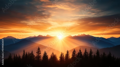 A breathtaking sunrise paints the sky over rolling mountains, creating a magical view filled with inspiration and hope. Nature's beauty draws in every onlooker captivated.