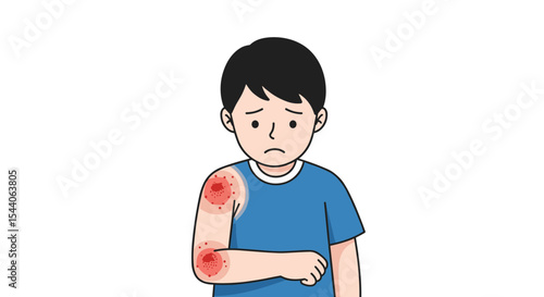 Boy Feeling Uncomfortable Due To His Skin Condition And Infection