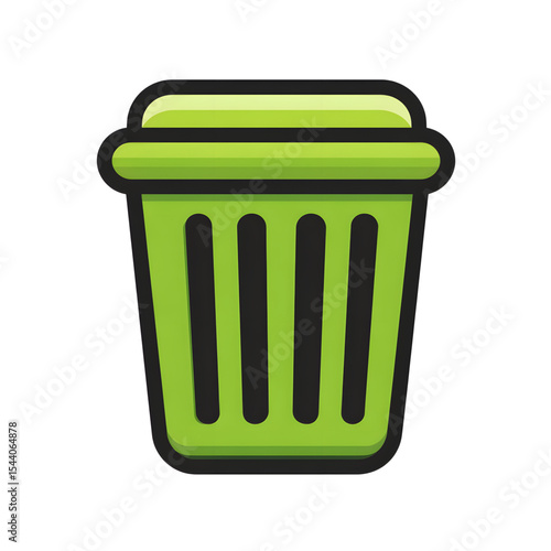 flat vector illustration of a trash bin delete icon for mobile interface, minimal design, no gradients no shadows, bold outlines, white background