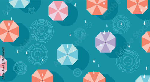 Colorful Umbrellas and Raindrops A Cheerful Weather Pattern