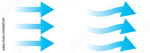 Vector Arrows Set Showing Wind Flow, Air Circulation, and Motion Direction in Blue Gradient