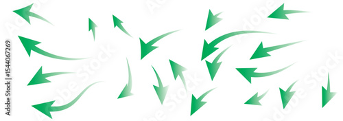 Set of blue arrow showing wind air flow isolated on white background, air direction