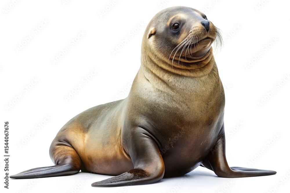 Naklejka premium Young california sea lion posing against white background