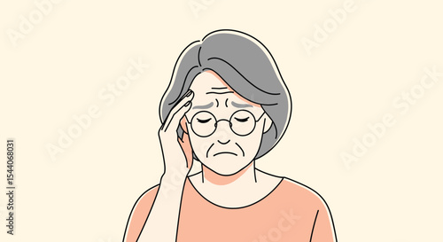 Senior Woman Experiencing Headache Pain and Feeling Tired and Ill