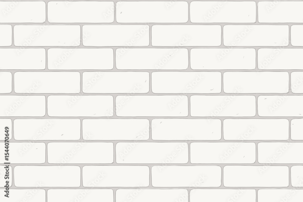 Modern white brick wall seamless pattern. Vector cartoon illustration texture for background. Contemporary architecture and interior design backdrop. Clean brickwork wallpaper design.