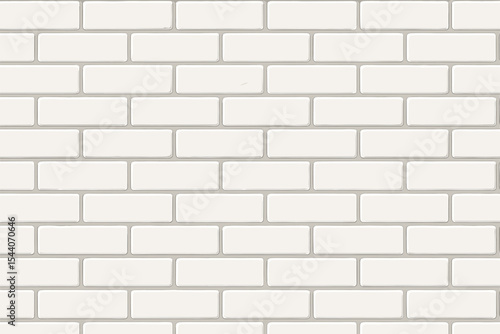 White brick wall texture vector background. Seamless pattern for contemporary architecture or interior design. Modern clean subway tile wallpaper backdrop. Masonry cartoon illustration.